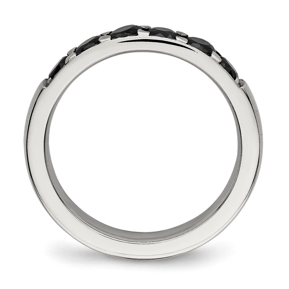 Chisel Stainless Steel Polished Black CZ 4mm Band