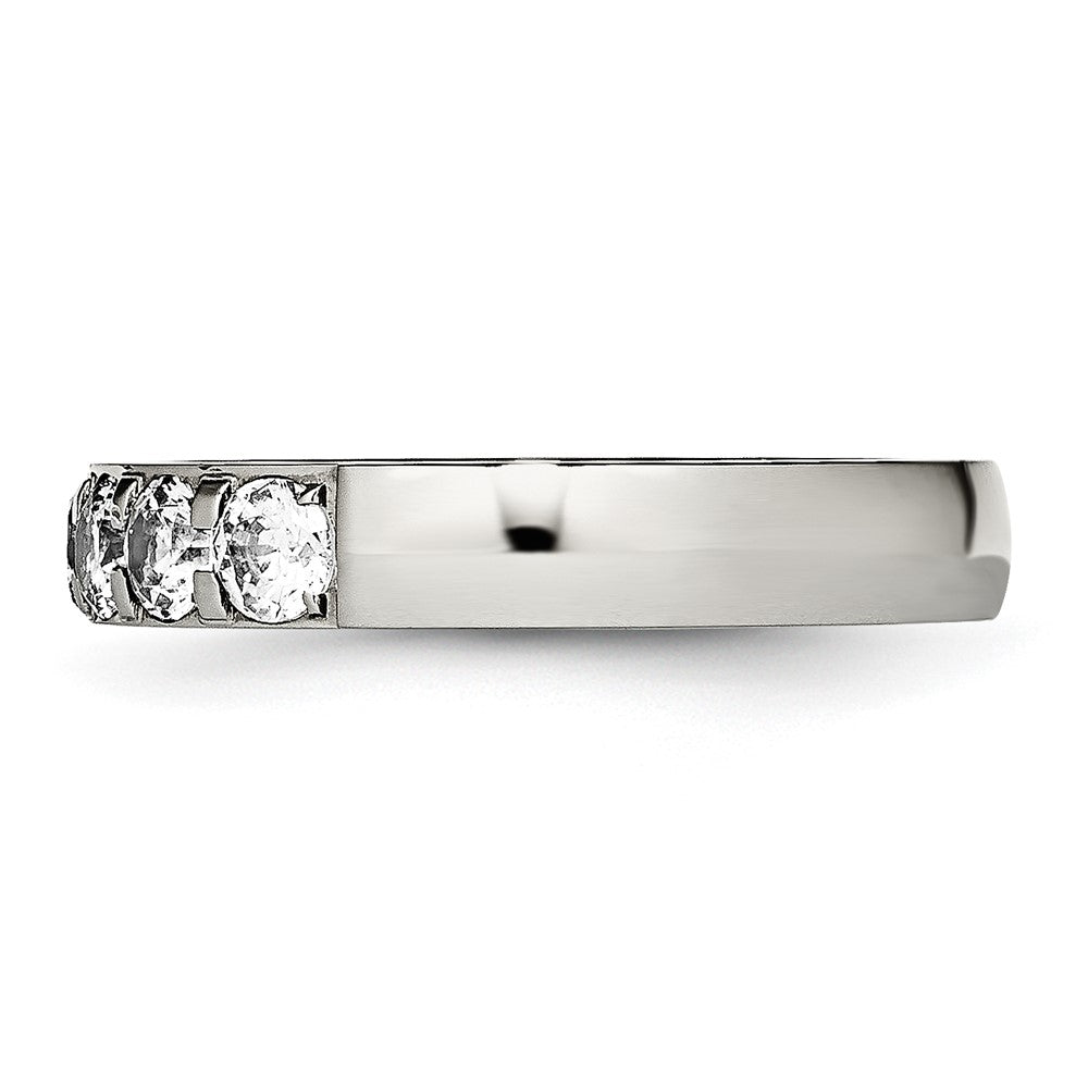 Chisel Stainless Steel Polished CZ 4mm Band