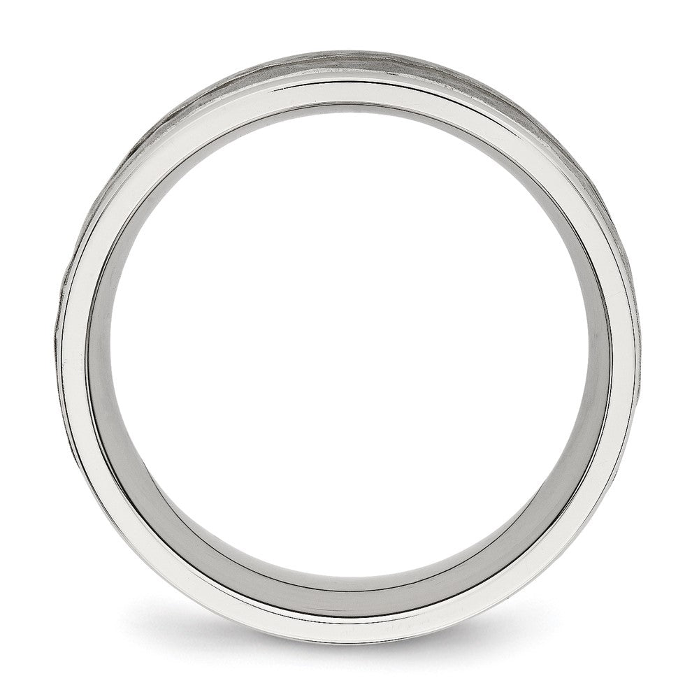 Stainless Steel Polished and Hammered 8mm Grooved Band