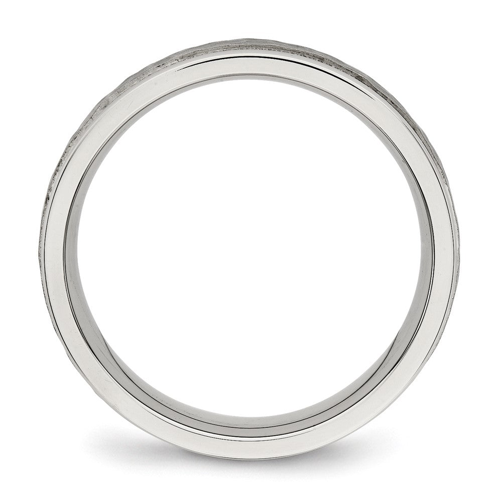 Chisel Stainless Steel Polished and Hammered 6mm Grooved Band