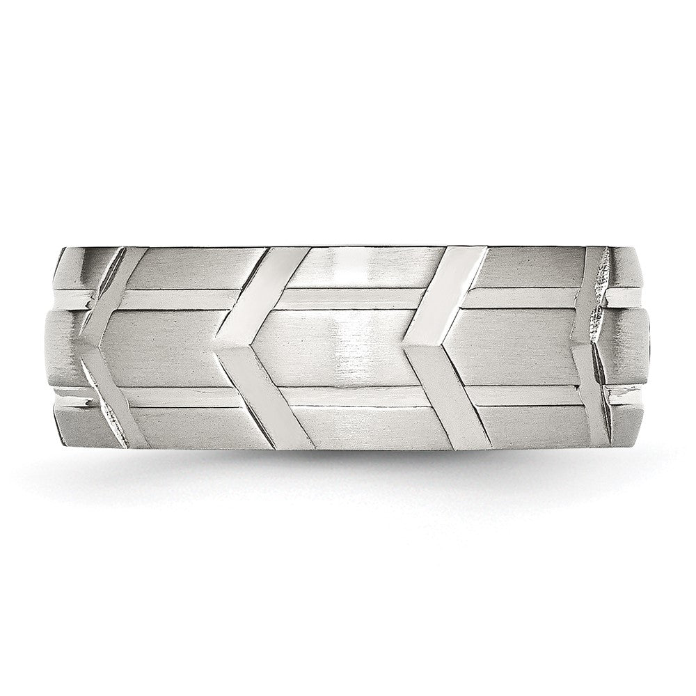 Chisel Stainless Steel Brushed and Polished 8mm Grooved Band