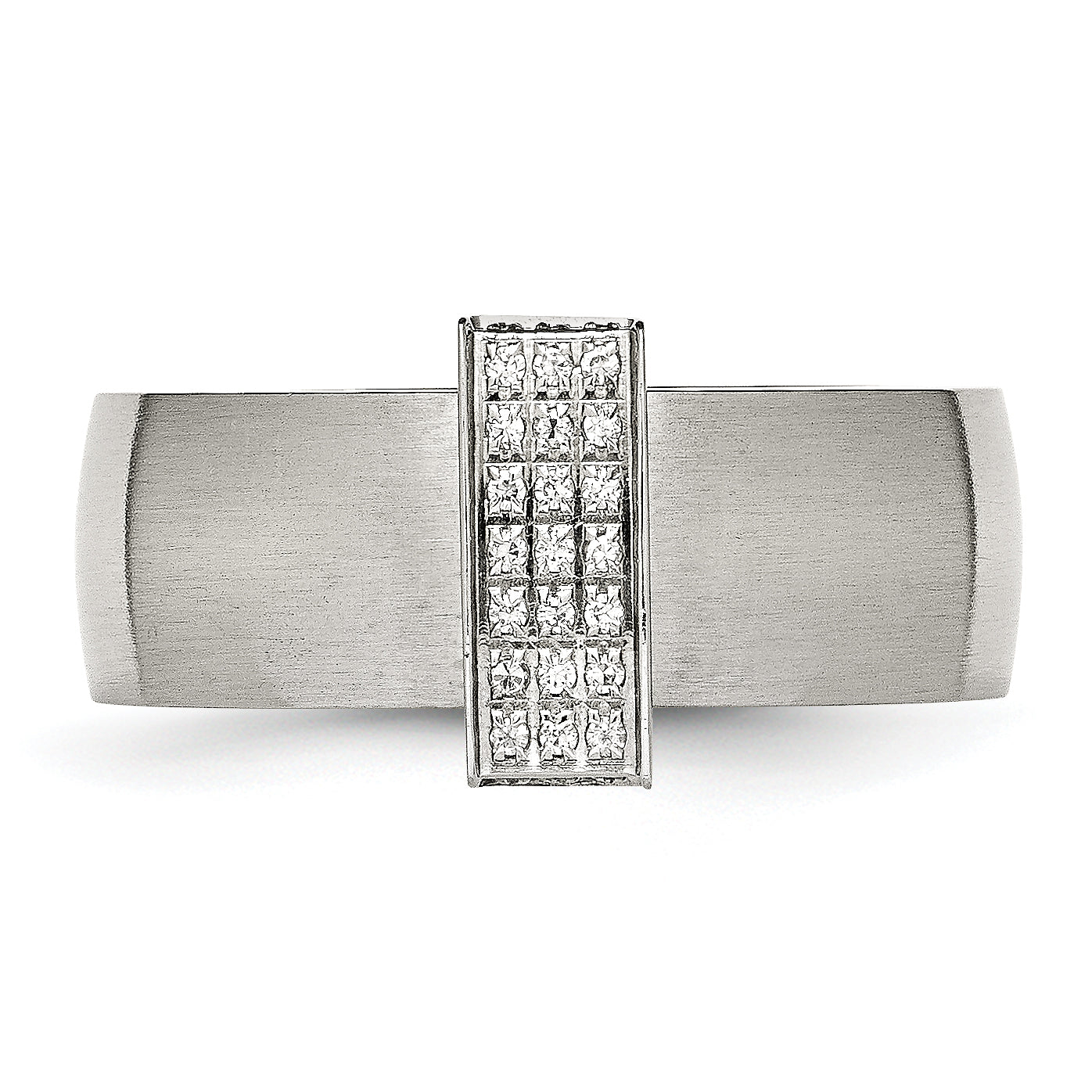 Stainless Steel Brushed w/CZ 8mm Band