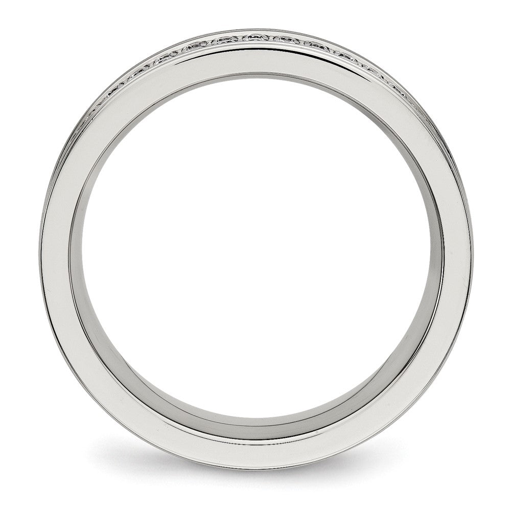 Chisel Stainless Steel Polished with CZ 6.5mm Band
