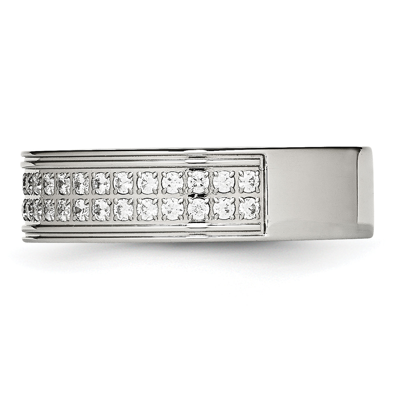 Chisel Stainless Steel Polished with CZ 6.5mm Band