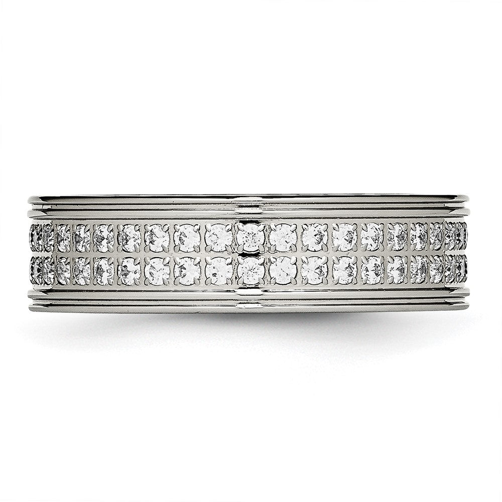 Chisel Stainless Steel Polished with CZ 6.5mm Band