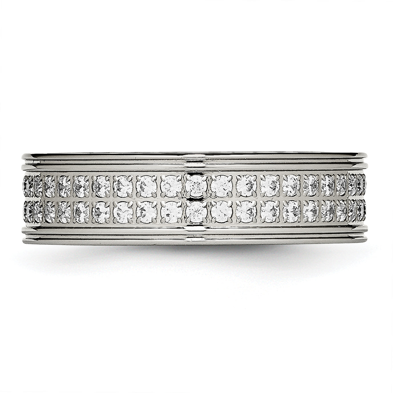 Chisel Stainless Steel Polished with CZ 6.5mm Band