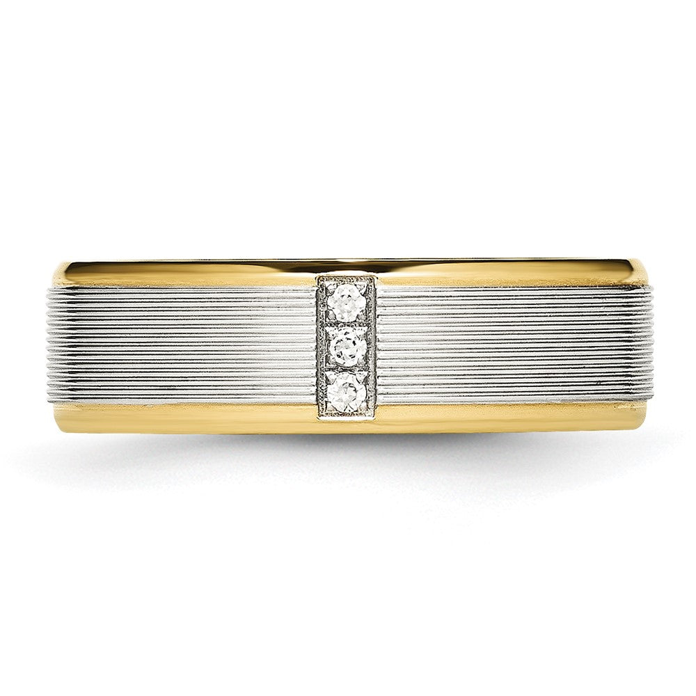 Stainless Steel Polished Yellow IP-plated w/CZ 6mm Grooved Band