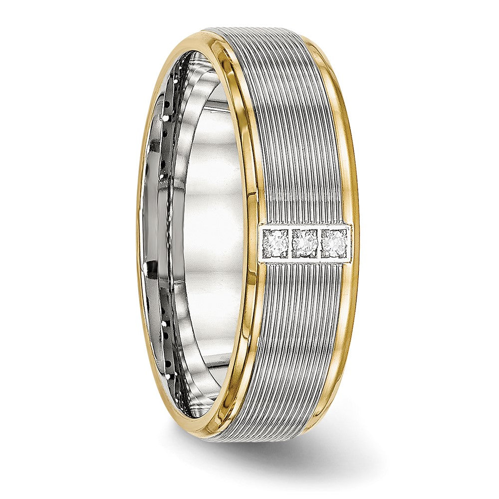 Stainless Steel Polished Yellow IP-plated w/CZ 6mm Grooved Band