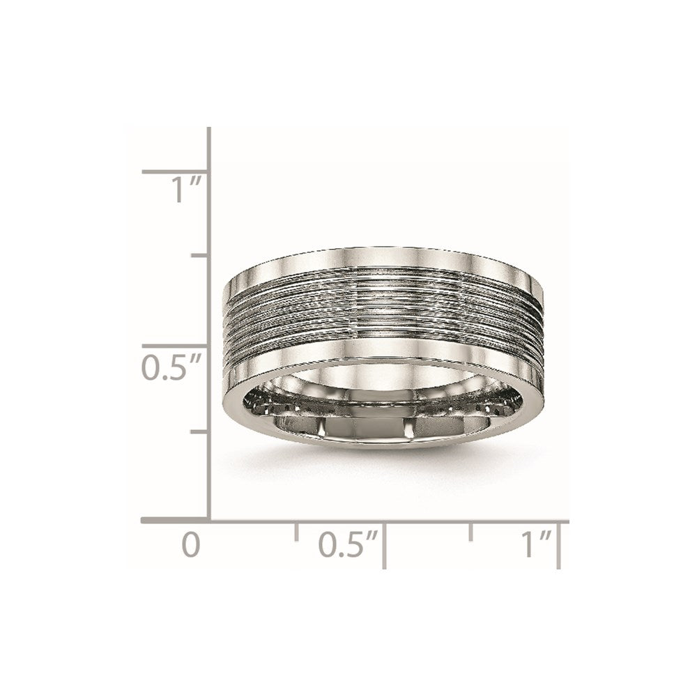 Stainless Steel Polished Grooved 8mm Comfort Fit Band