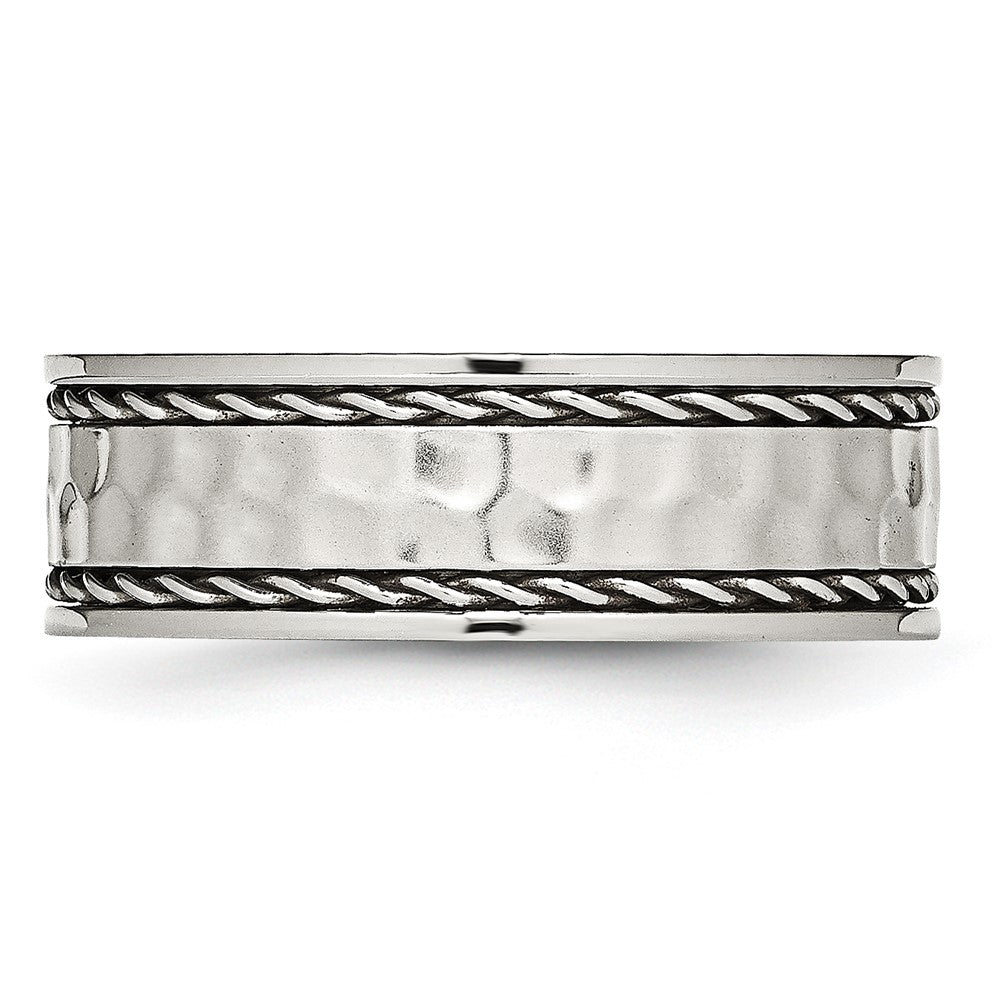 Chisel Stainless Steel Polished and Hammered 8mm Comfort Fit Band