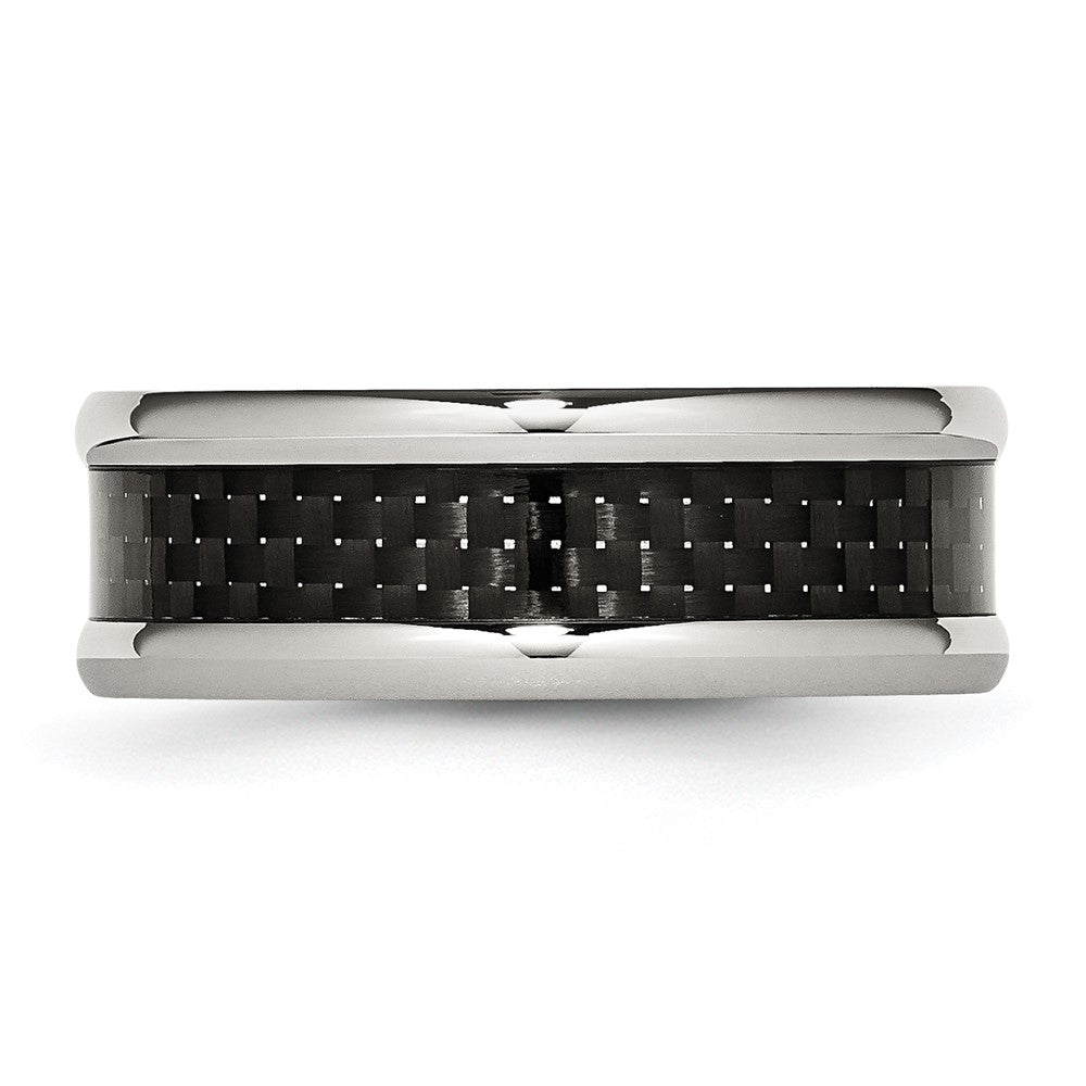 Chisel Stainless Steel Polished with Black Carbon Fiber Inlay 8mm Band