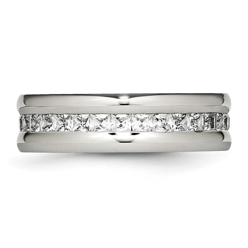 Chisel Stainless Steel Polished with CZ 7mm Band