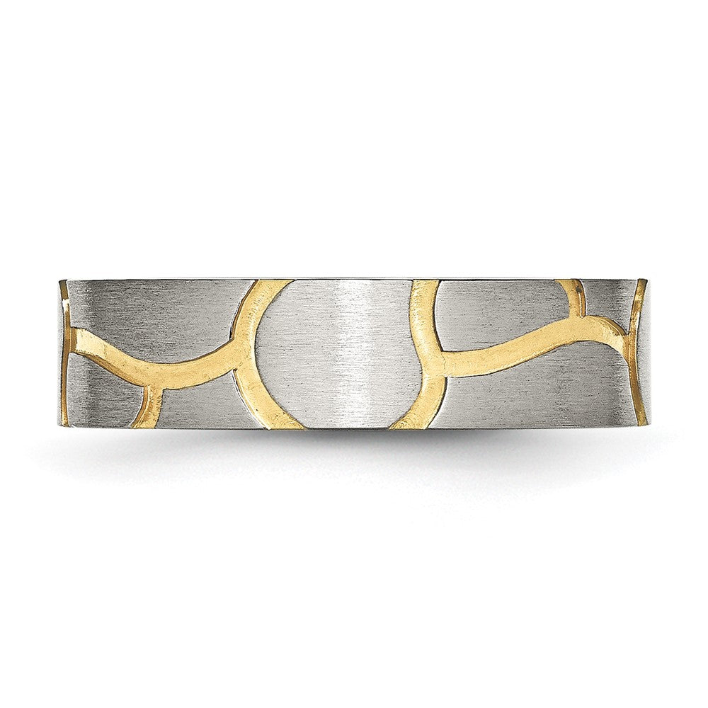 Stainless Steel Brushed Yellow IP-plated 6mm Grooved Band