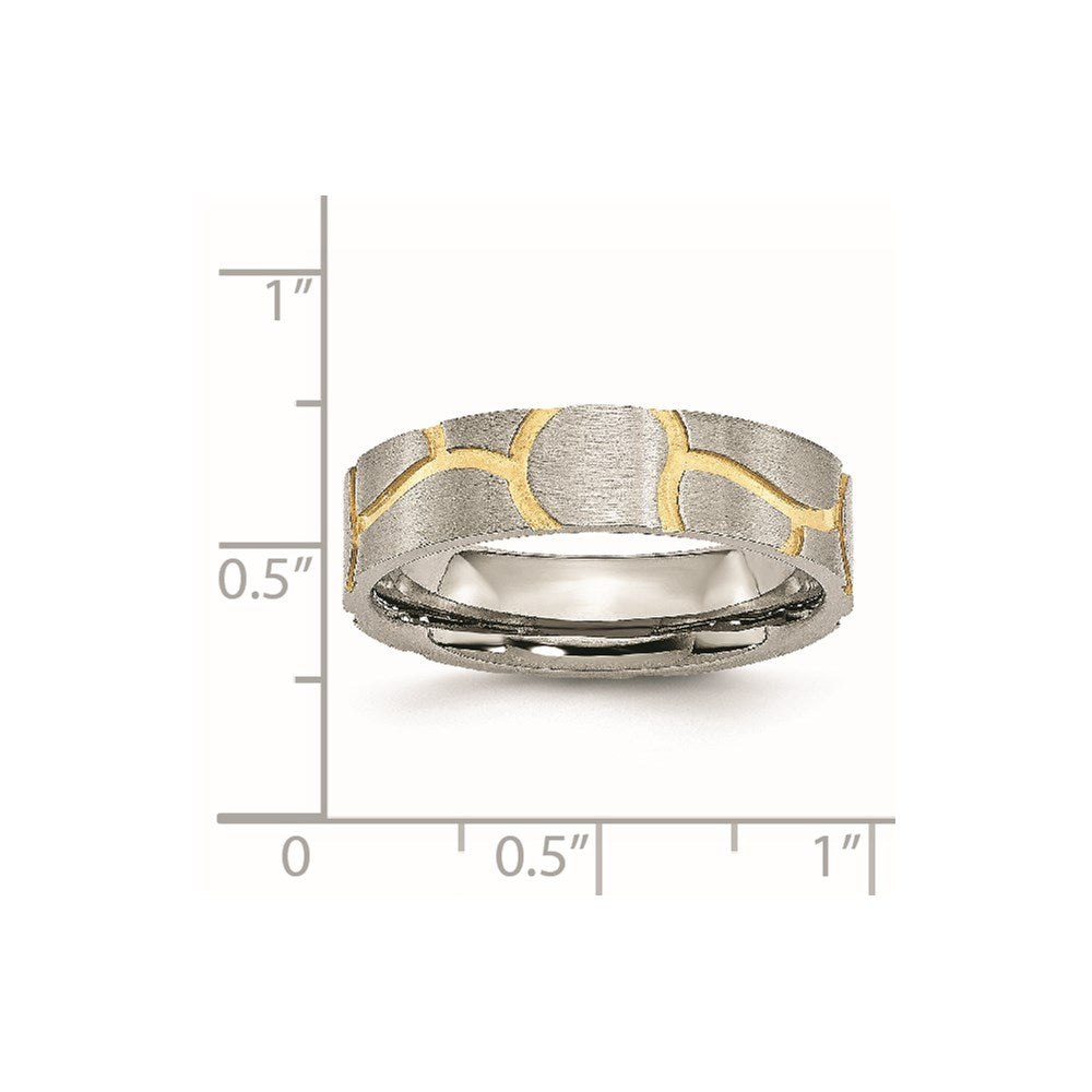 Stainless Steel Brushed Yellow IP-plated 6mm Grooved Band