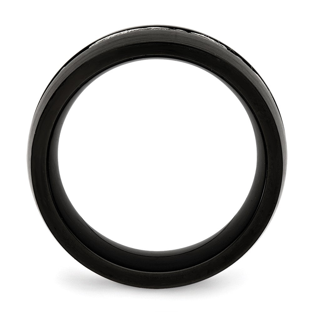 Chisel Stainless Steel Brushed and Polished Black IP-plated with CZ 10mm Band