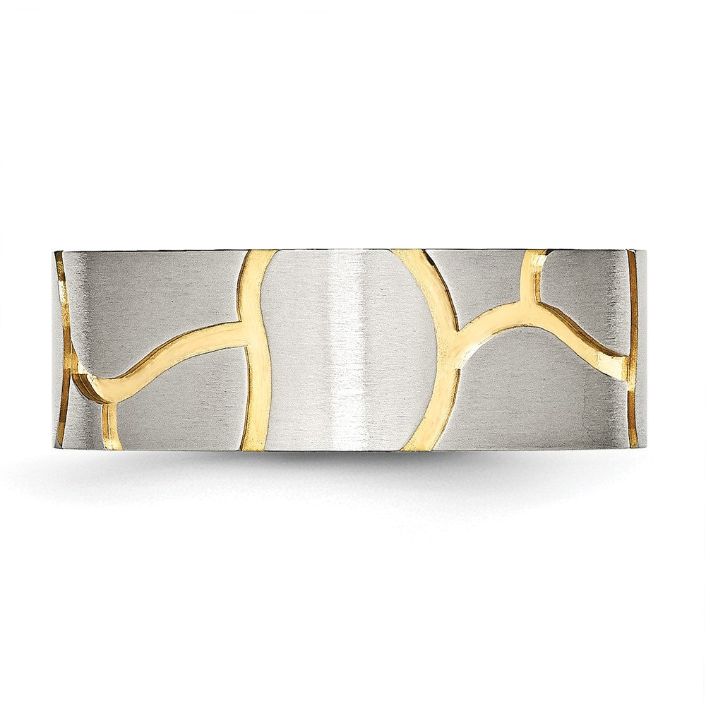 Chisel Stainless Steel Brushed Yellow IP-plated 8mm Grooved Band