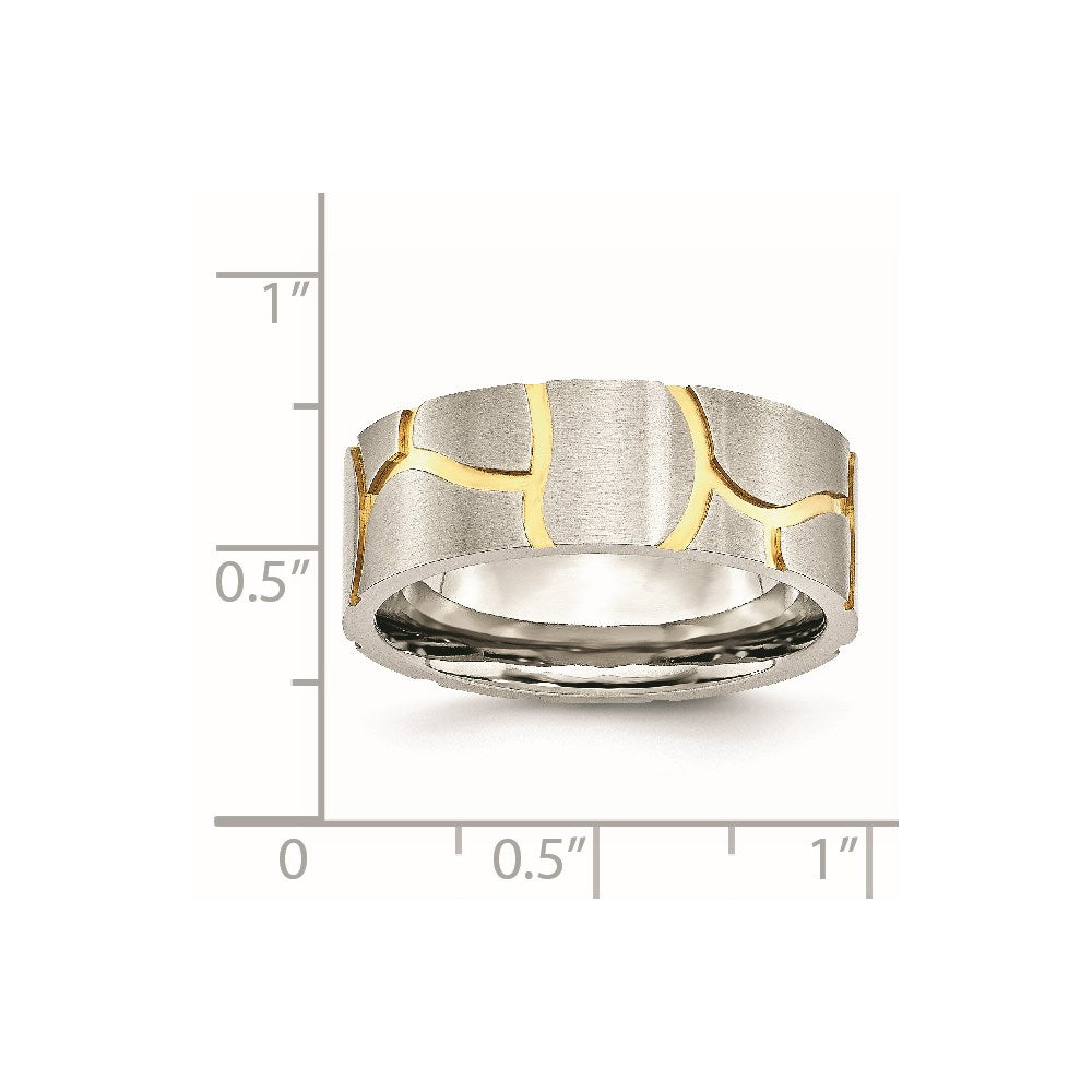 Chisel Stainless Steel Brushed Yellow IP-plated 8mm Grooved Band