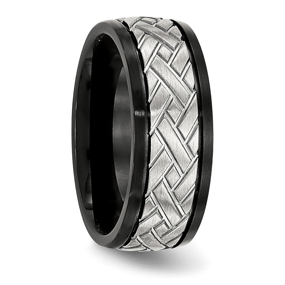 Chisel Stainless Steel Brushed Black IP-plated 8mm Grooved Band