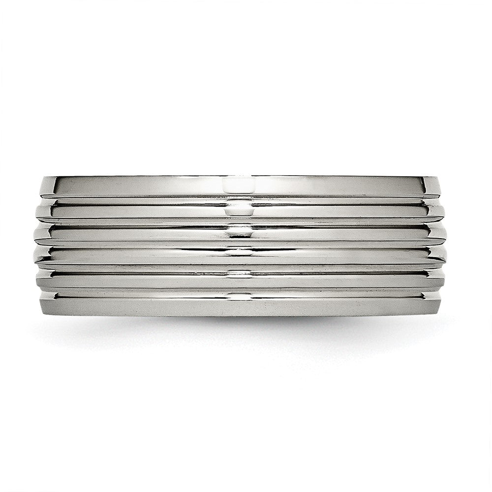 Stainless Steel Polished 8mm Grooved Band