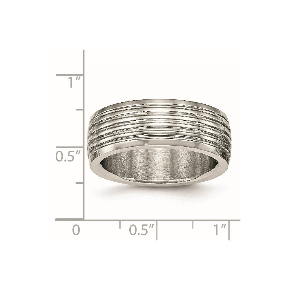 Stainless Steel Polished 8mm Grooved Band
