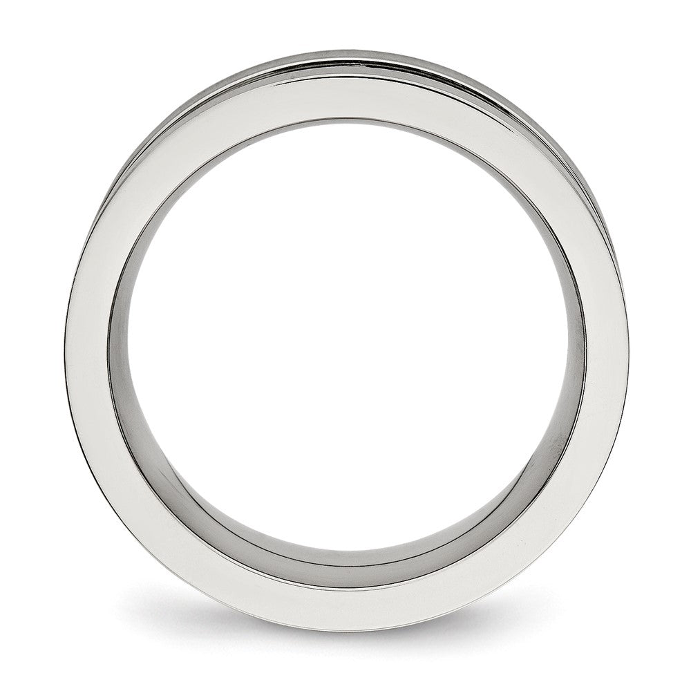 Stainless Steel Brushed and Polished w/Black CZ 8mm Band