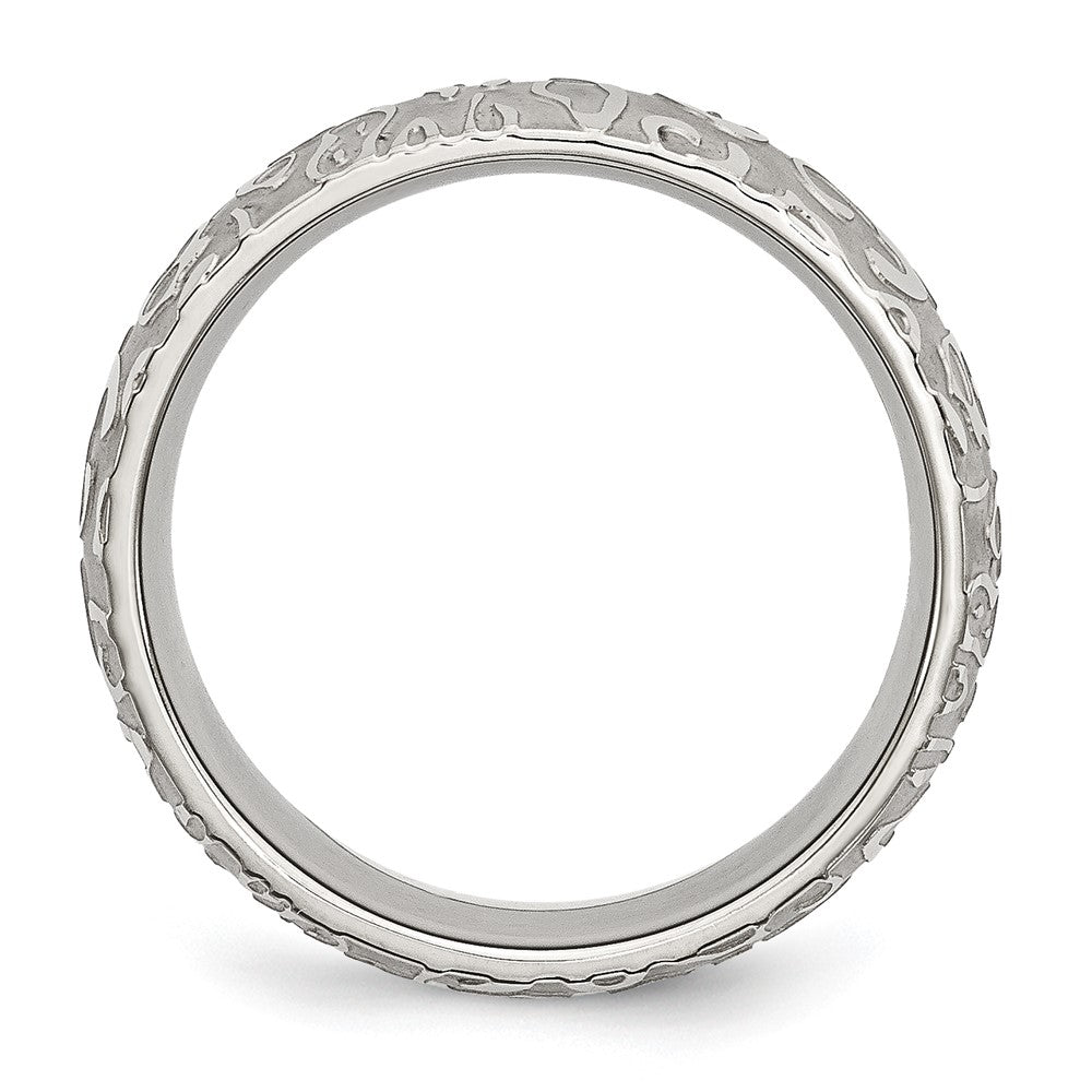 Chisel Stainless Steel Brushed and Polished Textured 8mm Band