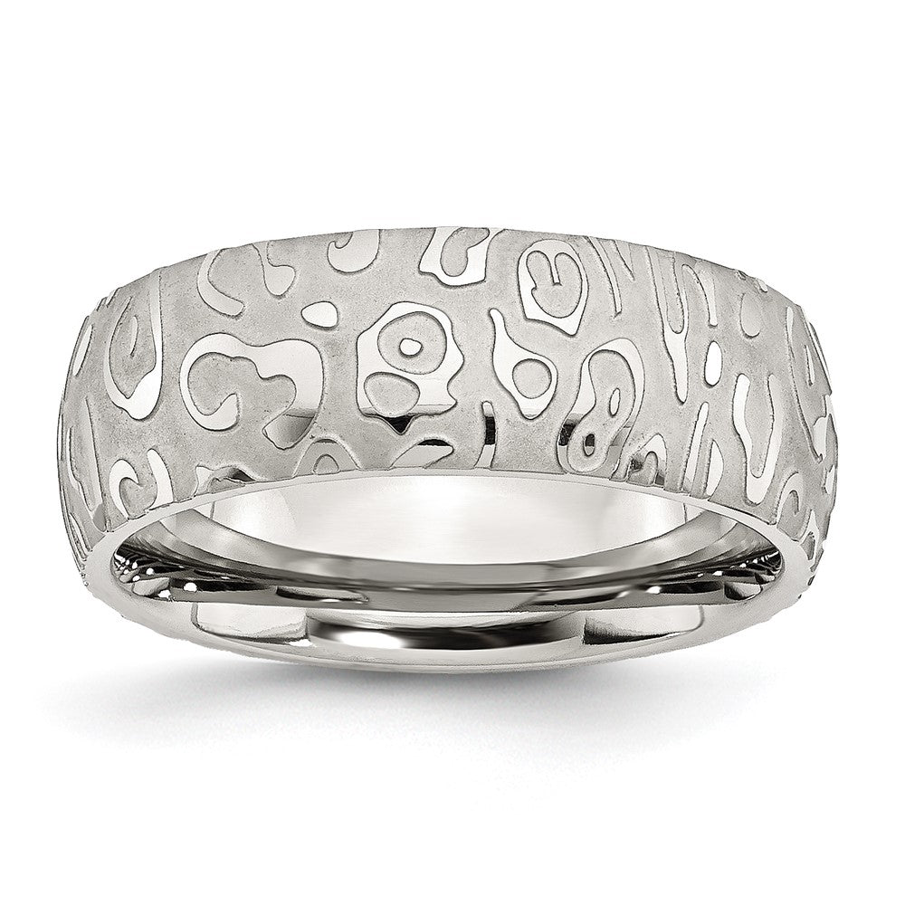 Chisel Stainless Steel Brushed and Polished Textured 8mm Band