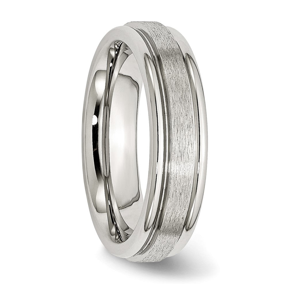 Chisel Stainless Steel Polished with Satin Center 6mm Grooved Edge Band