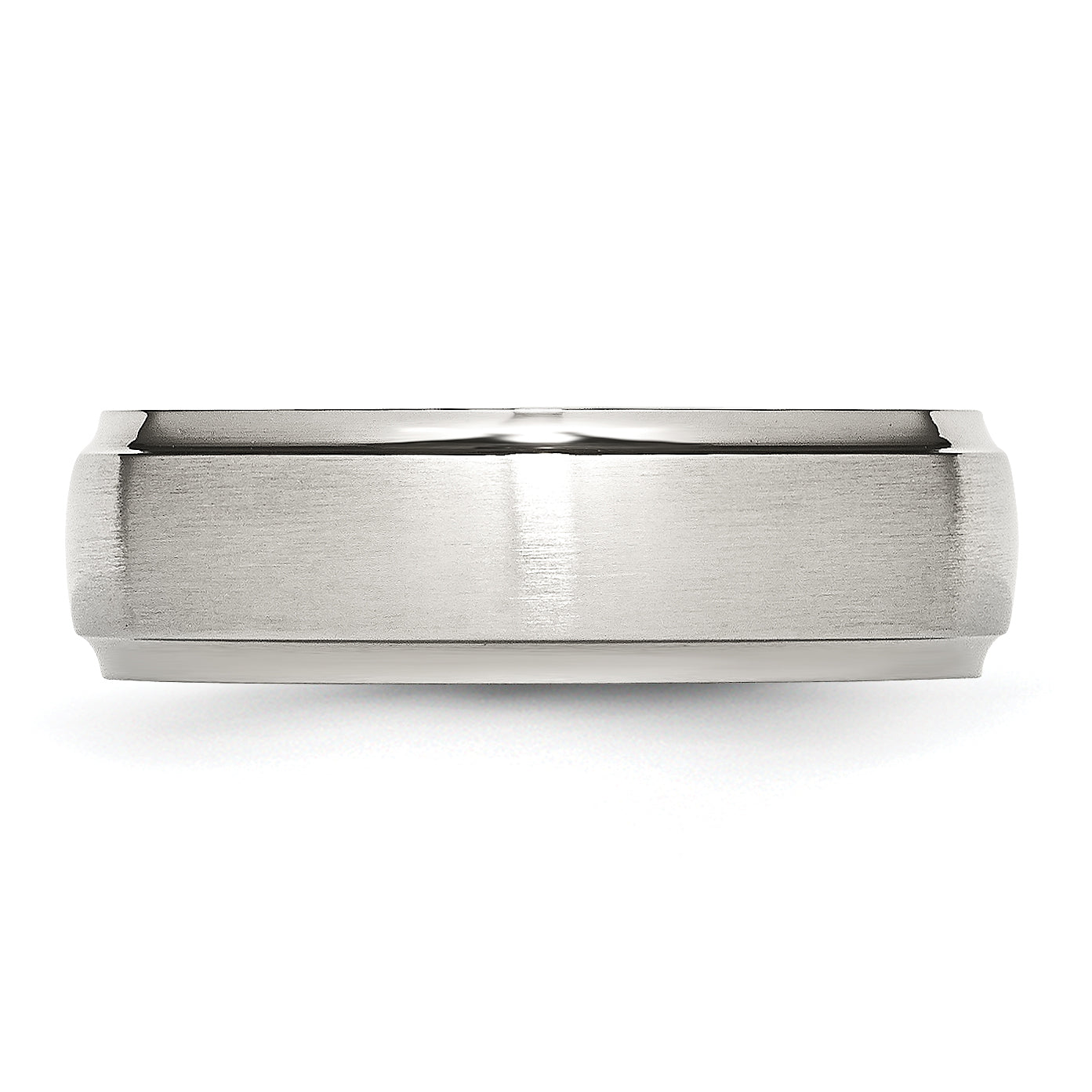 Chisel Stainless Steel Polished with Brushed Center 7mm Ridged Edge Band