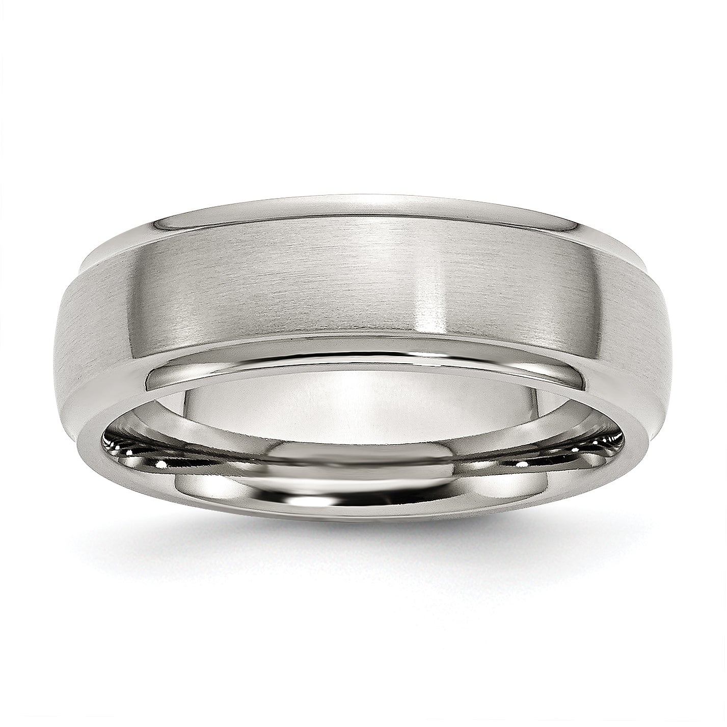 Chisel Stainless Steel Polished with Brushed Center 7mm Ridged Edge Band