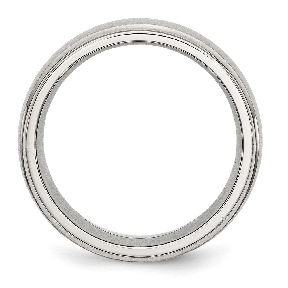 Chisel Stainless Steel Polished with Brushed Center 8mm Ridged Edge Band
