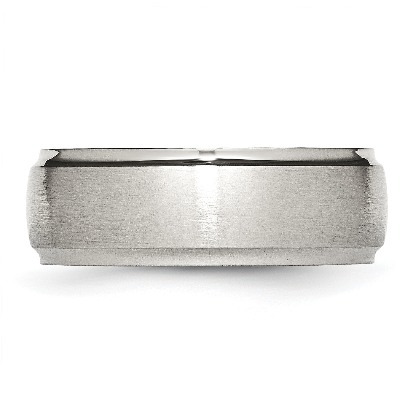 Chisel Stainless Steel Polished with Brushed Center 8mm Ridged Edge Band
