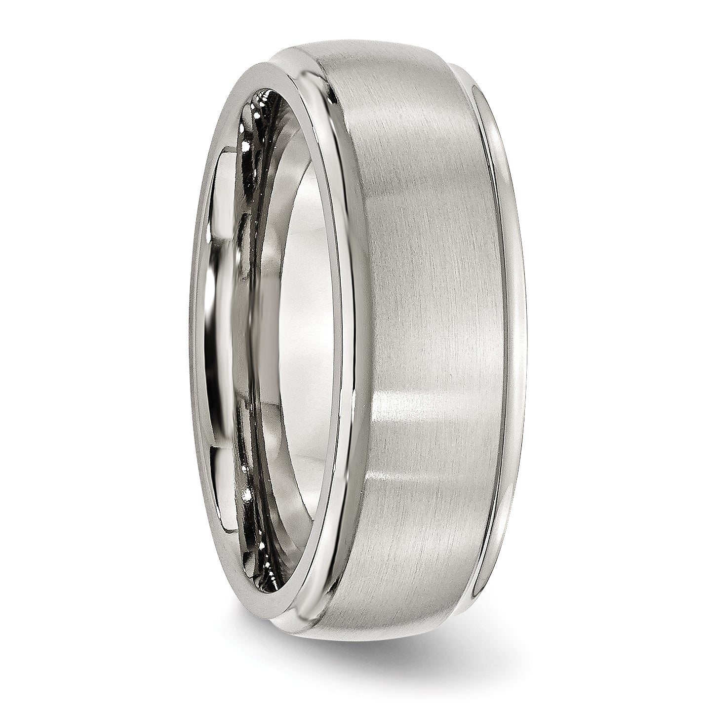 Chisel Stainless Steel Polished with Brushed Center 8mm Ridged Edge Band