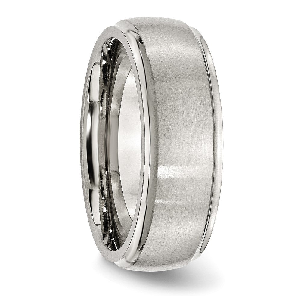Chisel Stainless Steel Polished with Brushed Center 8mm Ridged Edge Band