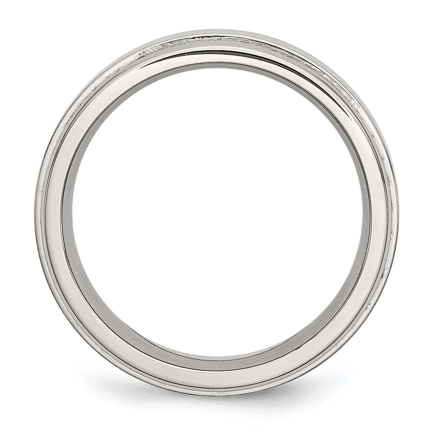 Chisel Stainless Steel Polished with Brushed Center 8mm Ridged Edge Band
