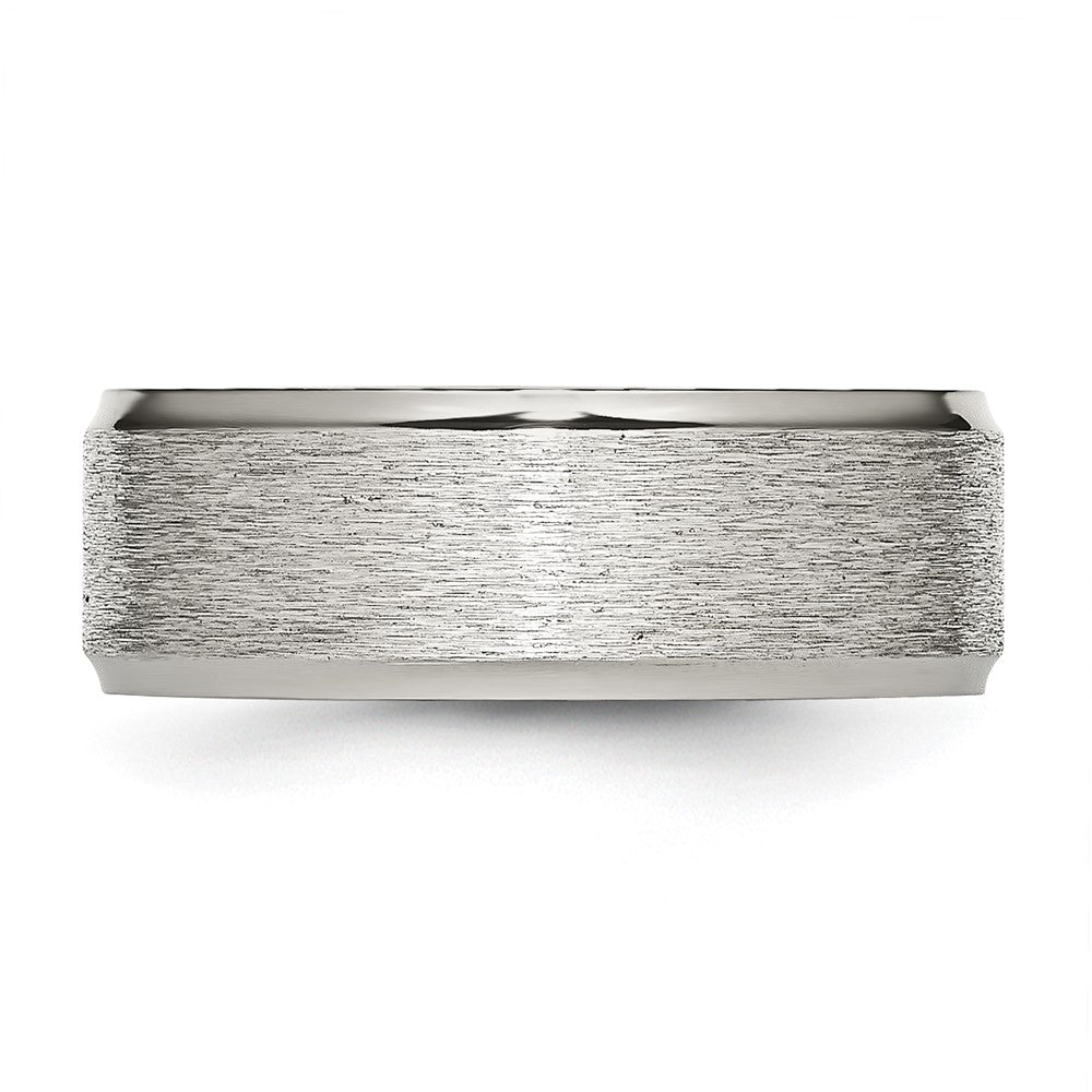 Chisel Stainless Steel Polished with Grain Finish Center 8mm Ridged Edge Band