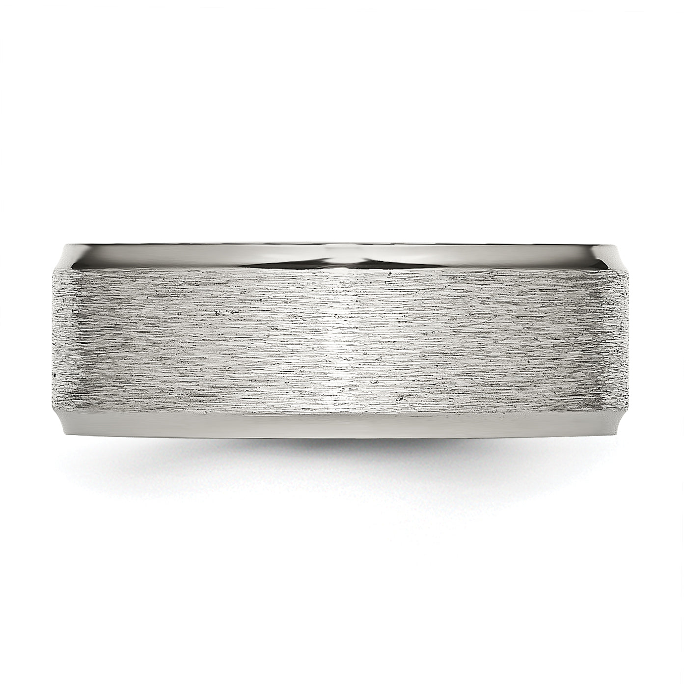 Chisel Stainless Steel Polished with Grain Finish Center 8mm Ridged Edge Band