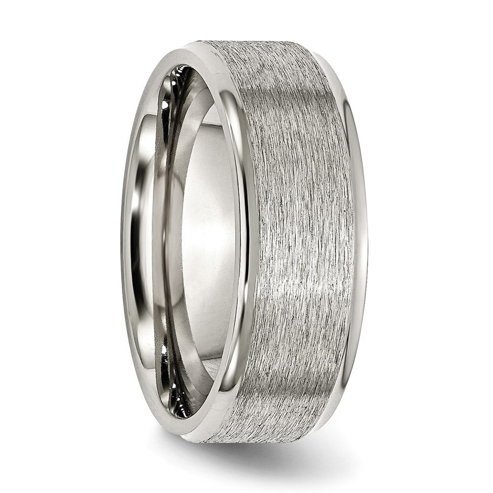 Chisel Stainless Steel Polished with Grain Finish Center 8mm Ridged Edge Band