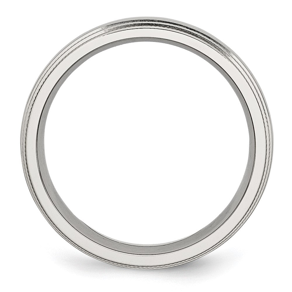 Chisel Stainless Steel Polished 6mm Grooved and Beaded Band