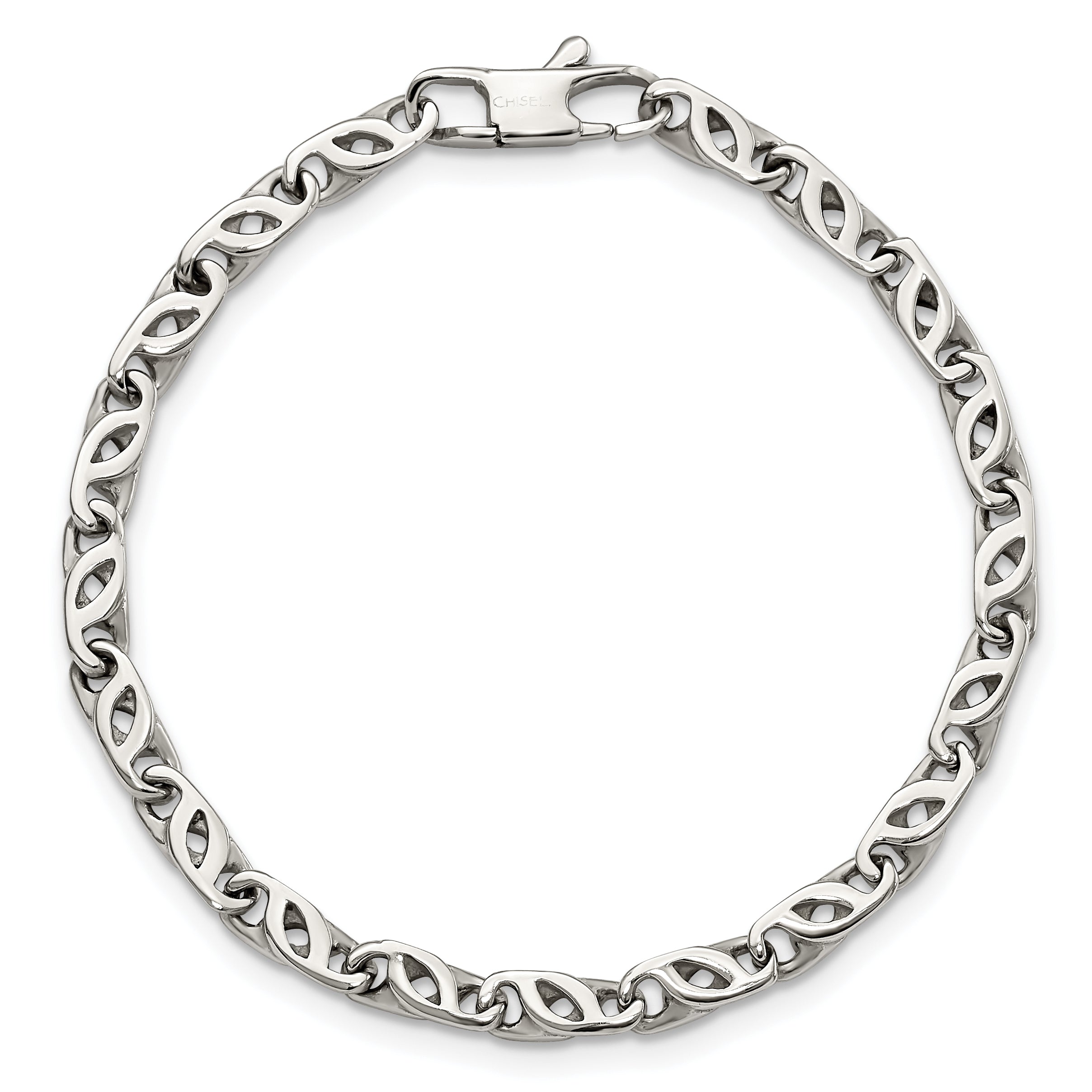 Chisel Stainless Steel Polished 7.5 Inch Fancy Link Bracelet