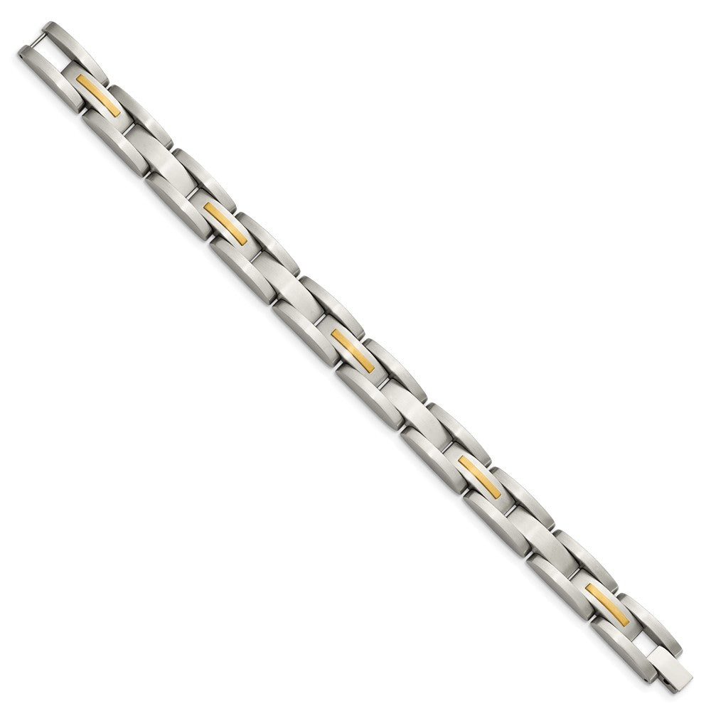 Chisel Stainless Steel with 14k Gold Accent Brushed 8 inch Link Bracelet
