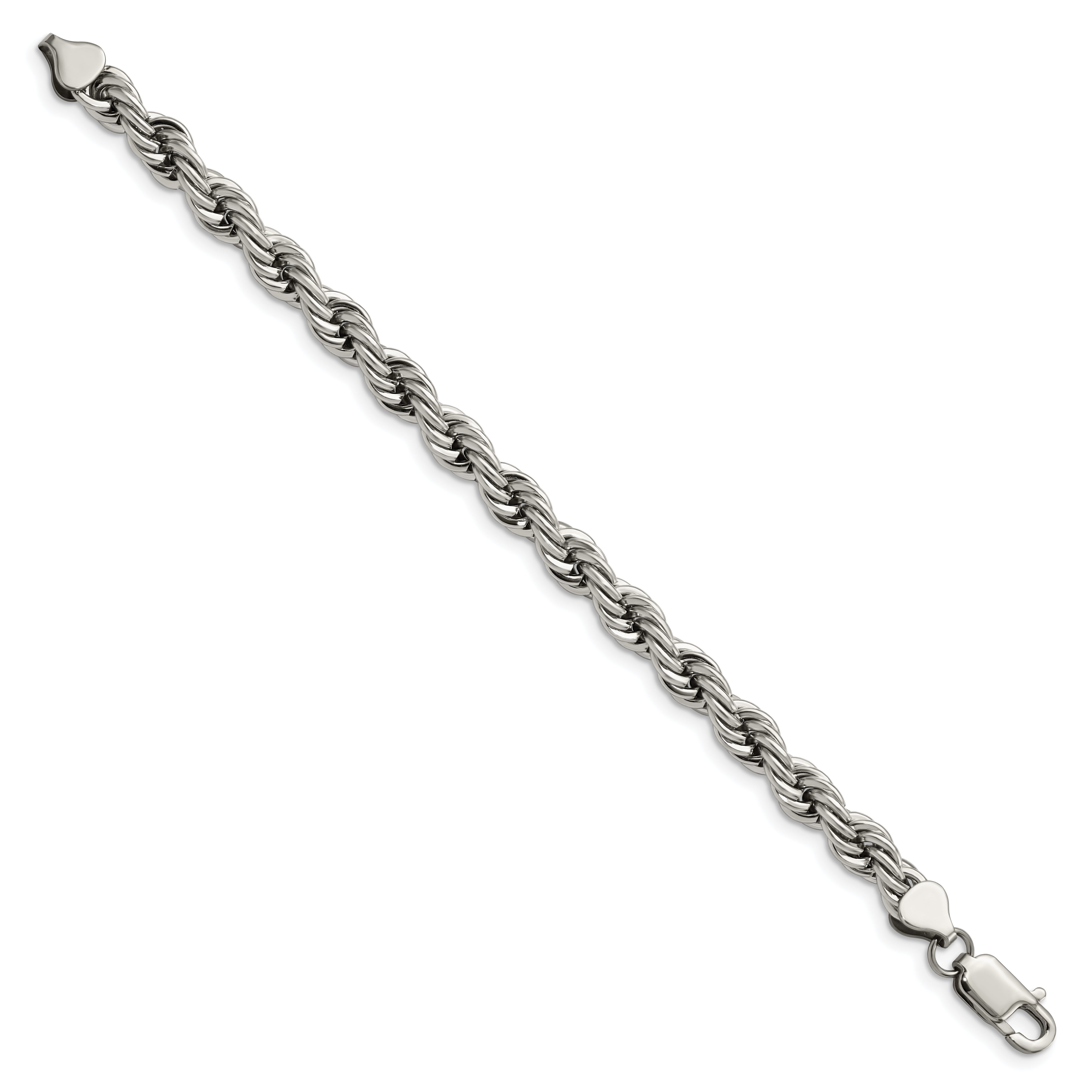 Chisel Stainless Steel Polished 7mm 9 inch Rope Bracelet