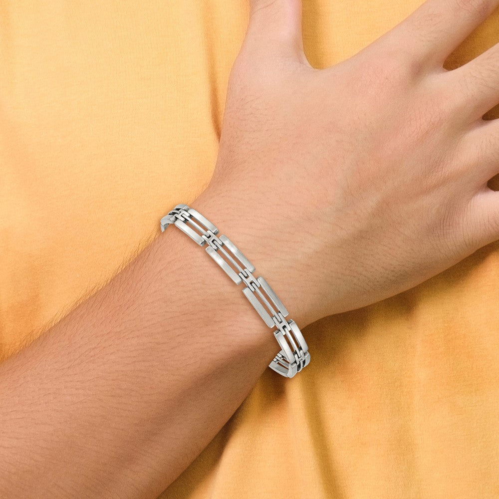 Chisel Stainless Steel Brushed and Polished 8.75 inch Link Bracelet