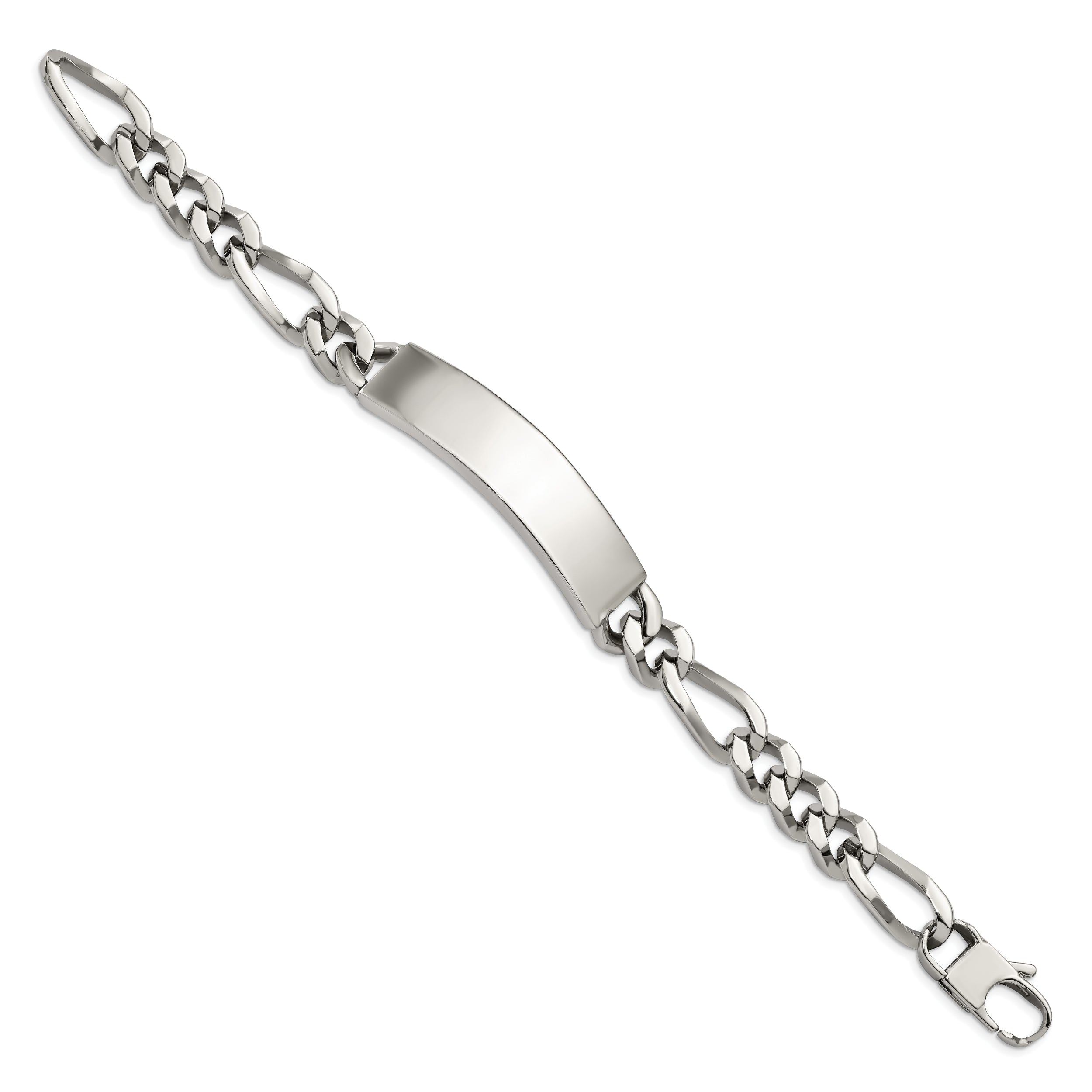 Chisel Stainless Steel Polished Figaro 9 Inch Large Id Bracelet