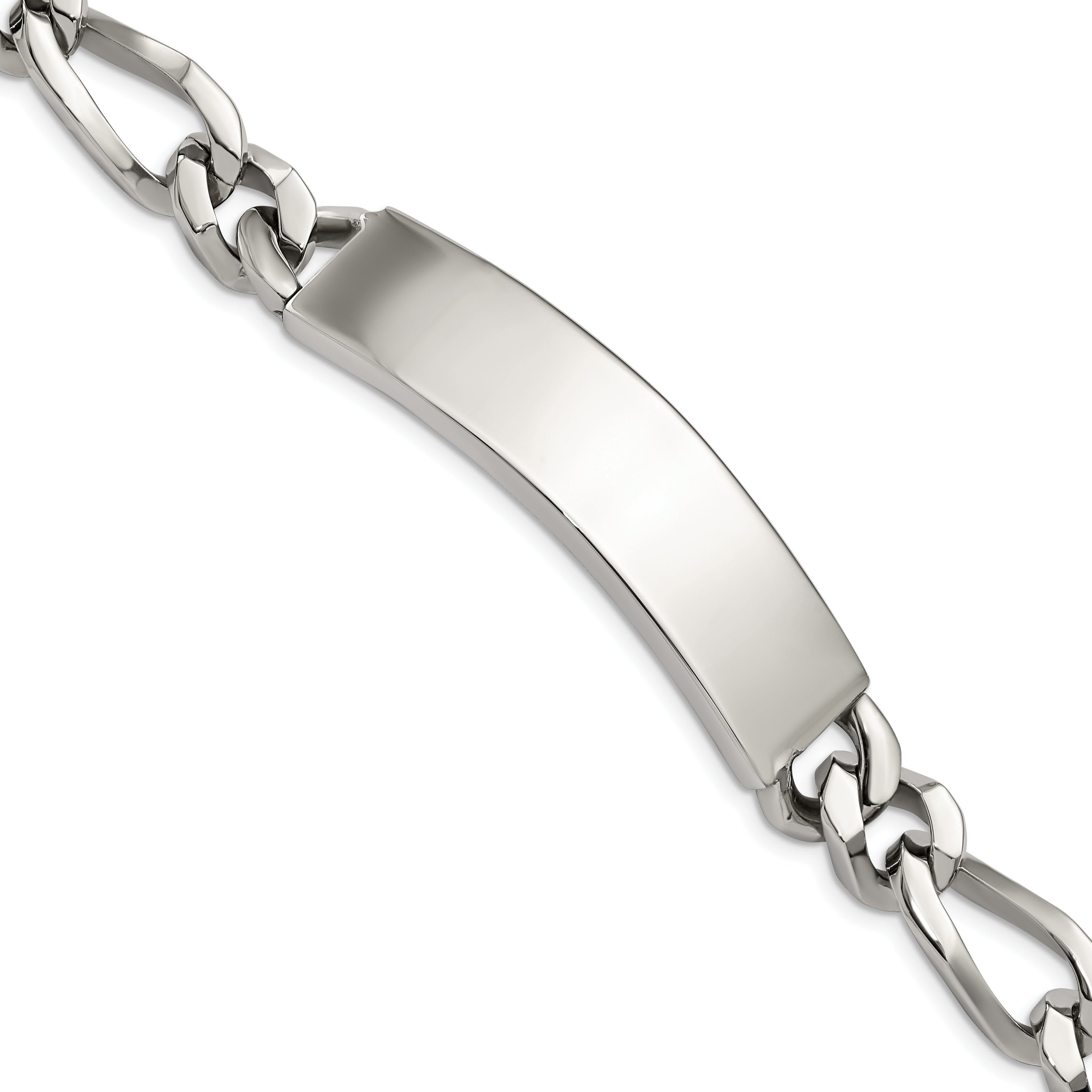 Chisel Stainless Steel Polished Figaro 9 Inch Large Id Bracelet