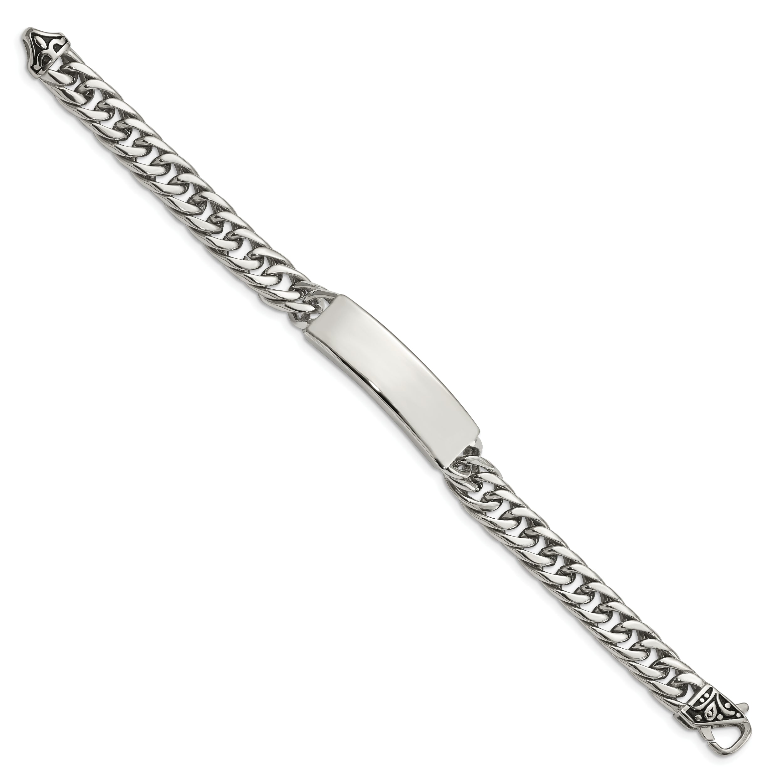 Chisel Stainless Steel Antiqued And Polished Curb Chain 8.5 Inch Id Bracelet