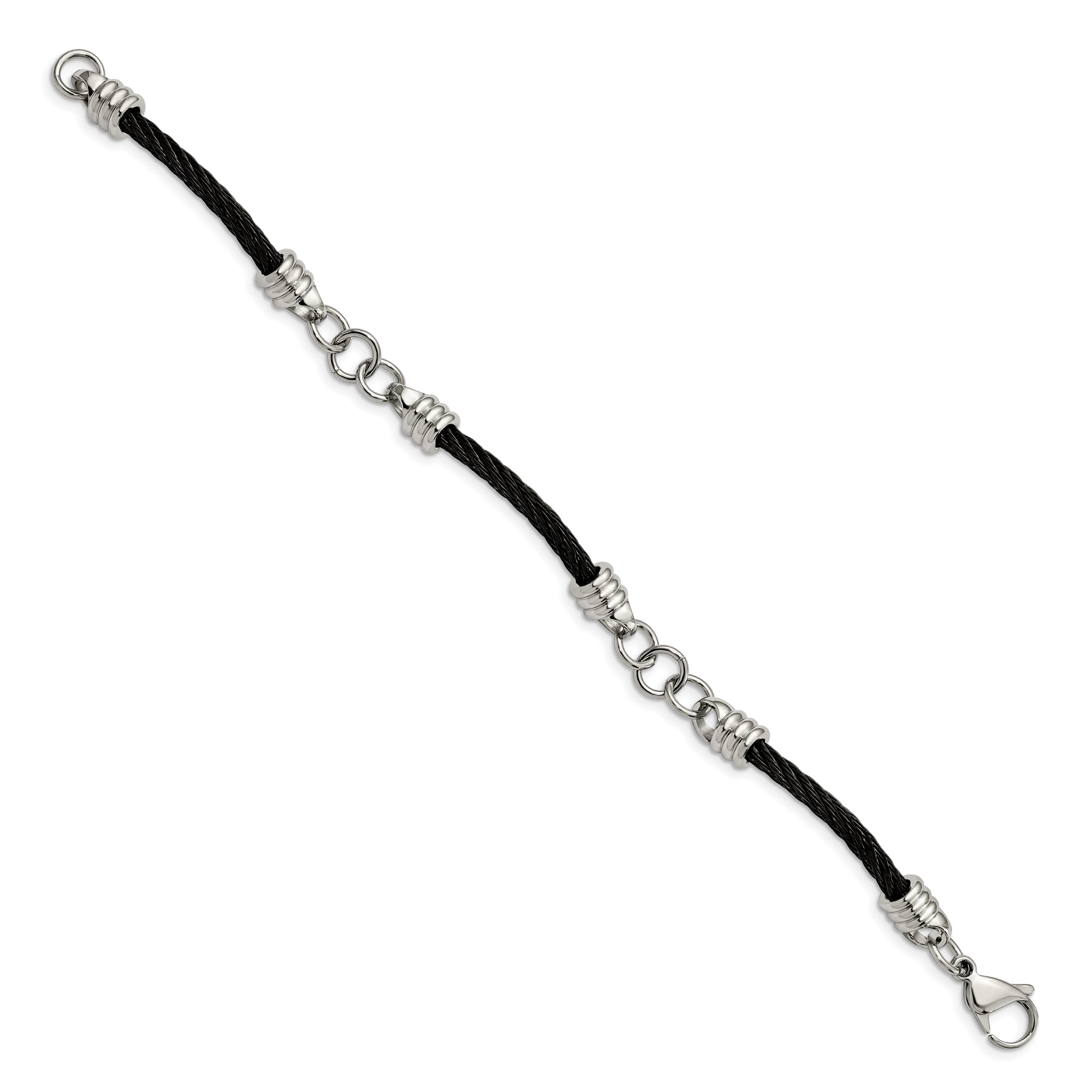Chisel Stainless Steel Polished Black IP-plated Cable 9 inch Bracelet