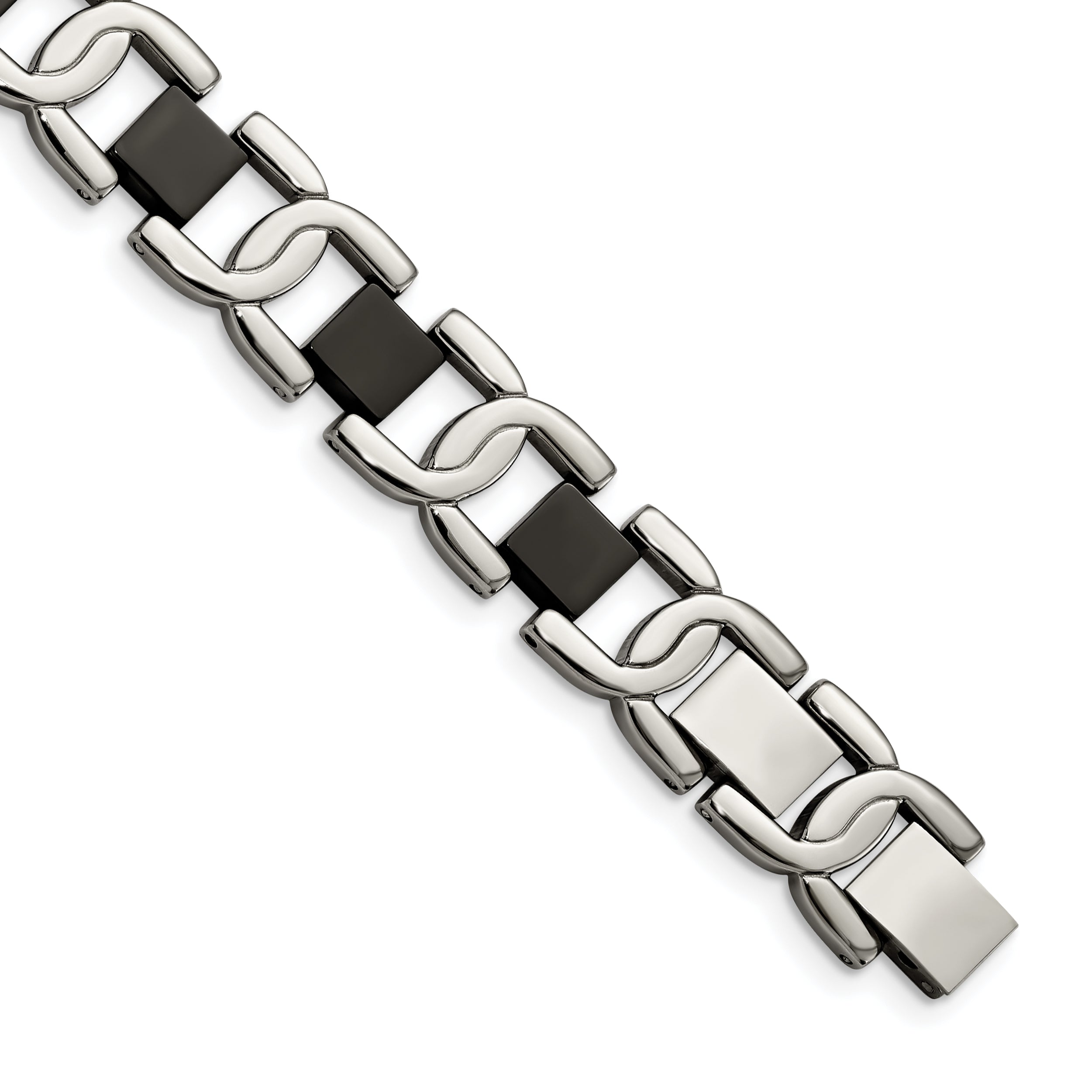 Chisel Stainless Steel Polished Black IP-plated 8 inch Fancy Link Bracelet