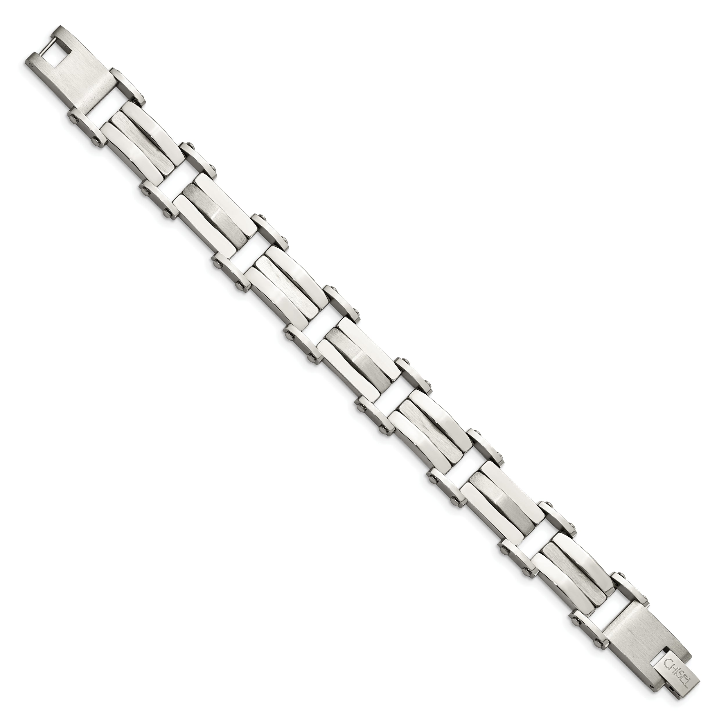 Chisel Stainless Steel Brushed And Polished 8.5 Inch Link Bracelet