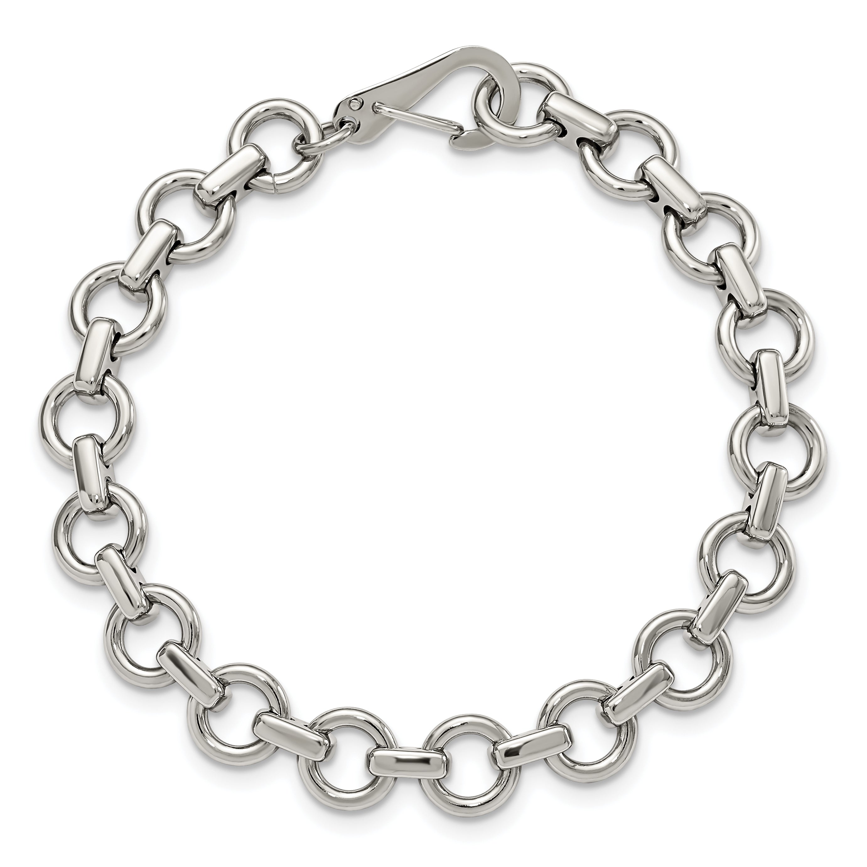 Chisel Stainless Steel Polished 8.25 Inch Circle Link Bracelet